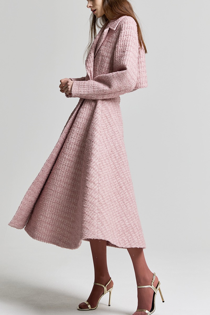lux pink tweed coat